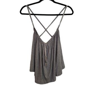 Max Studio London Striped Racerback Cami Tank Gray/White